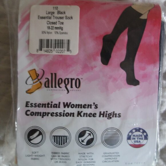 Lot of 4 NIP ALLEGRO 18-22 Closed Toe Compression Knee High Stockings – Large - Picture 5 of 6